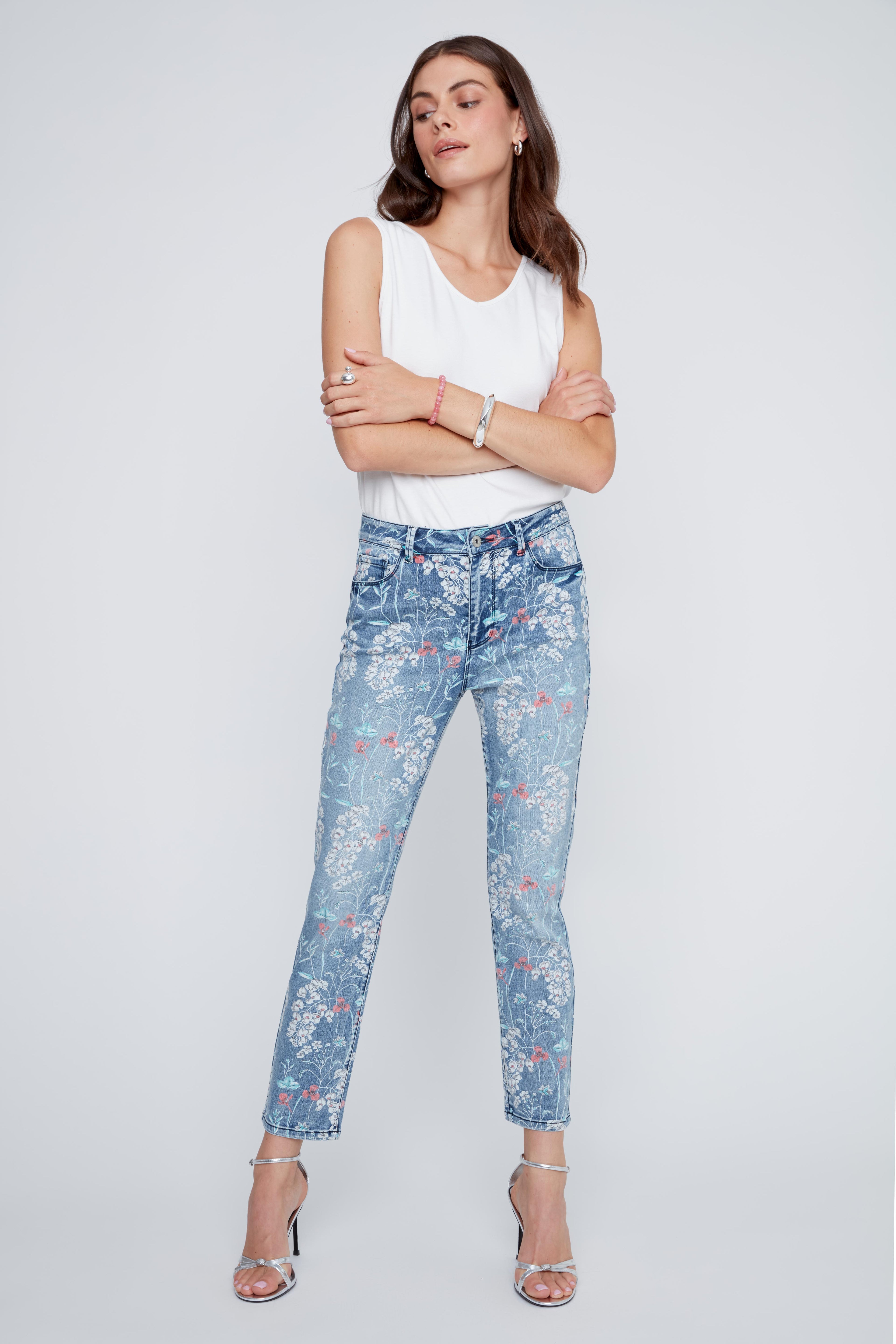 Jeans imprimés à fleurs CYC