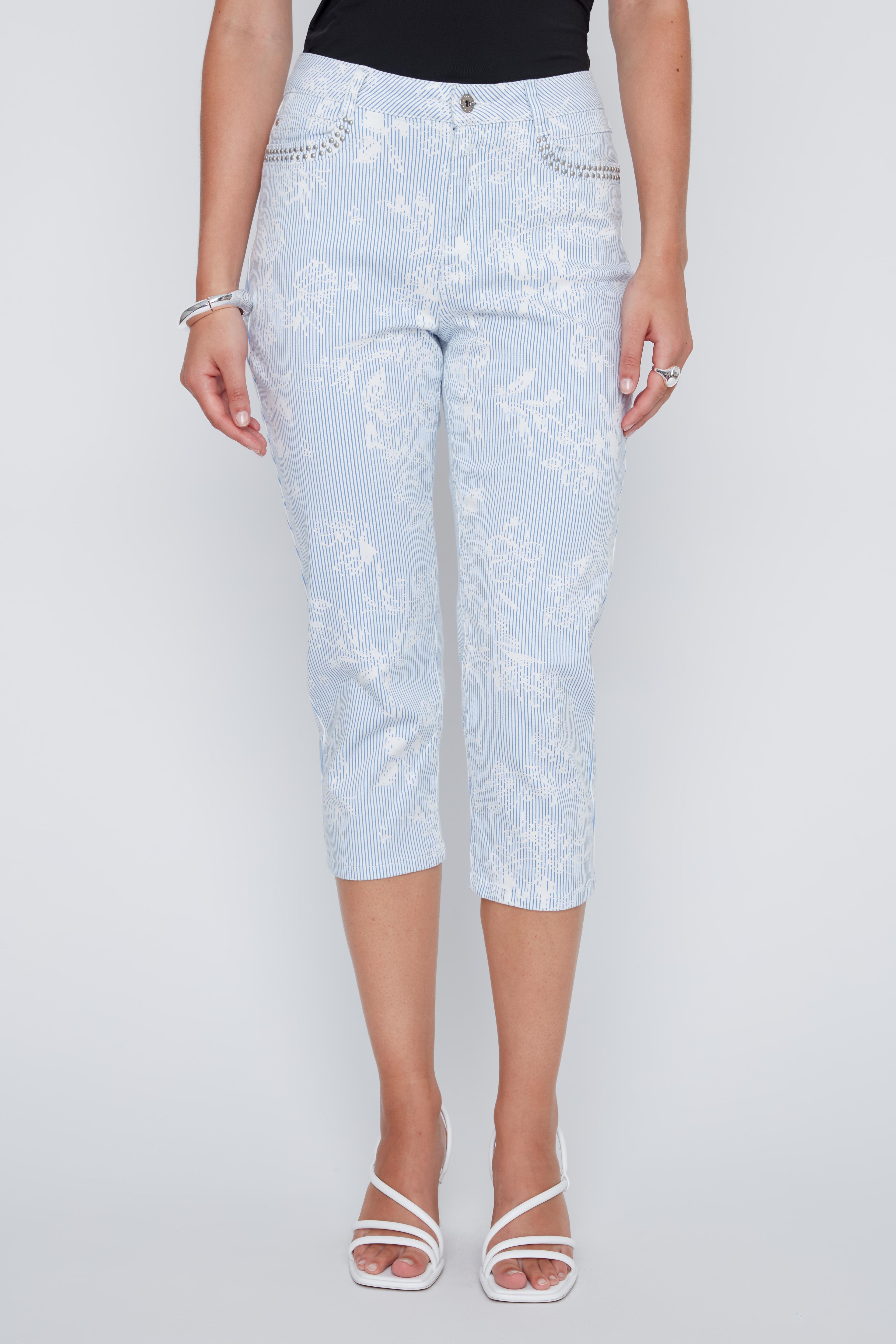 Pantalon Capri à Rayures Florales- CYC - 2612000