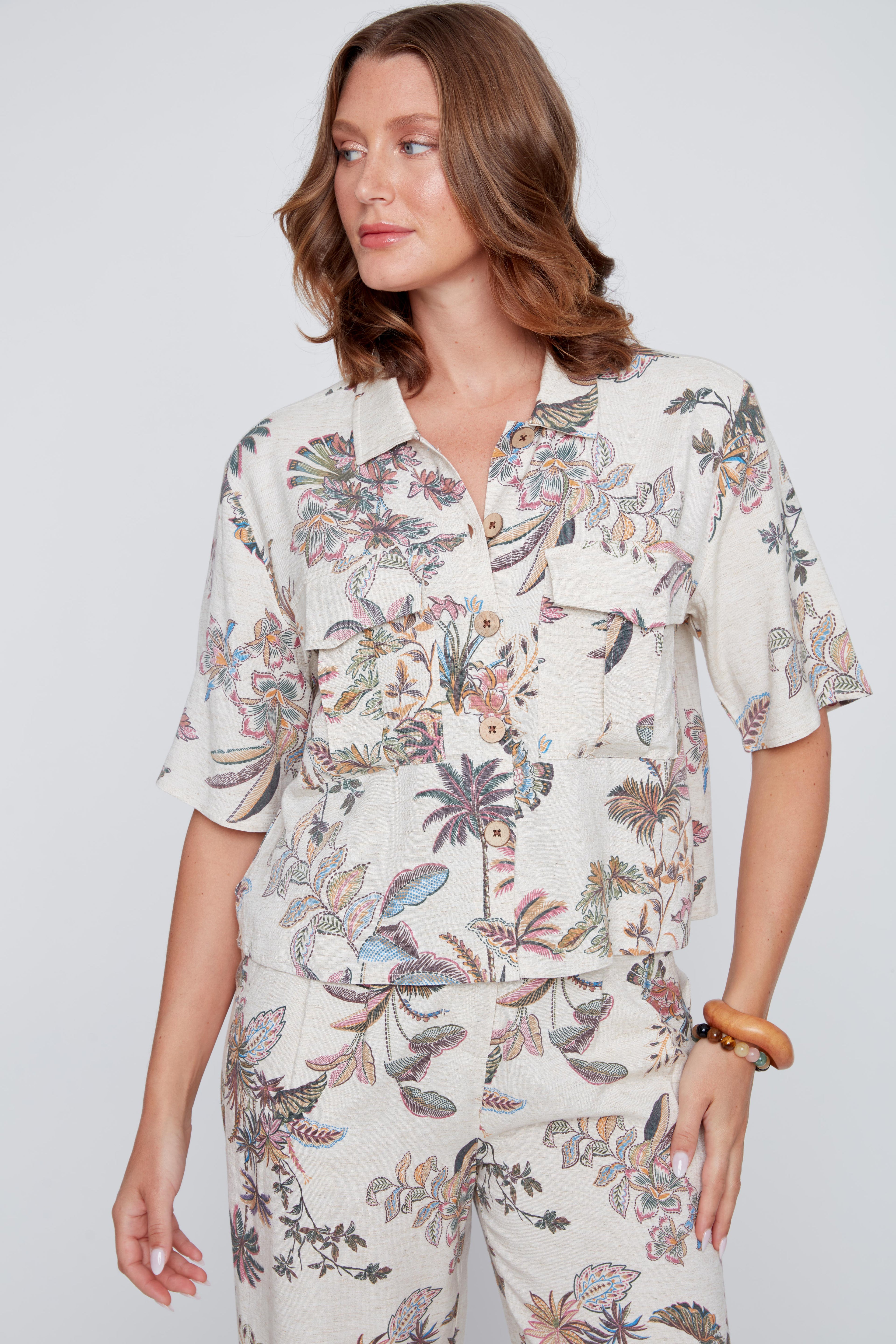 Chemise Boutonnée à Imprimé Tropical - CYC - 2615040