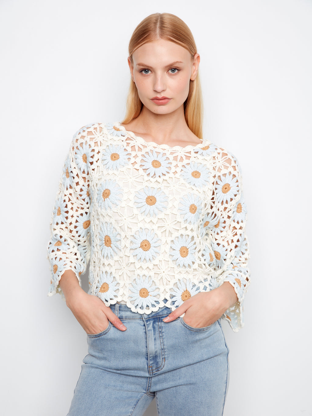 Charlie B. Flower Crochet Sweater