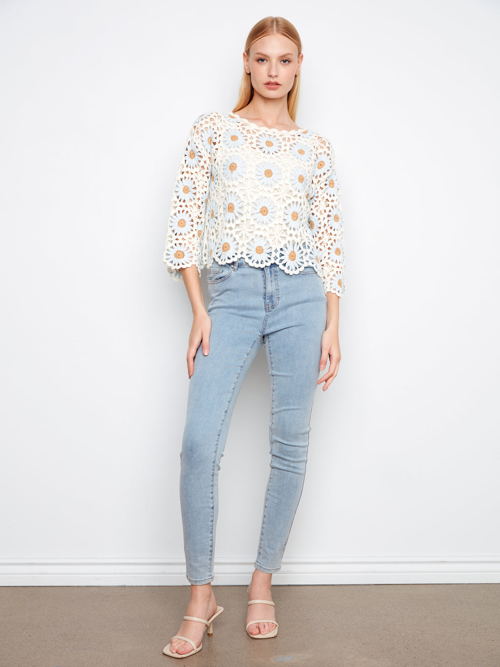 Charlie B. Flower Crochet Sweater