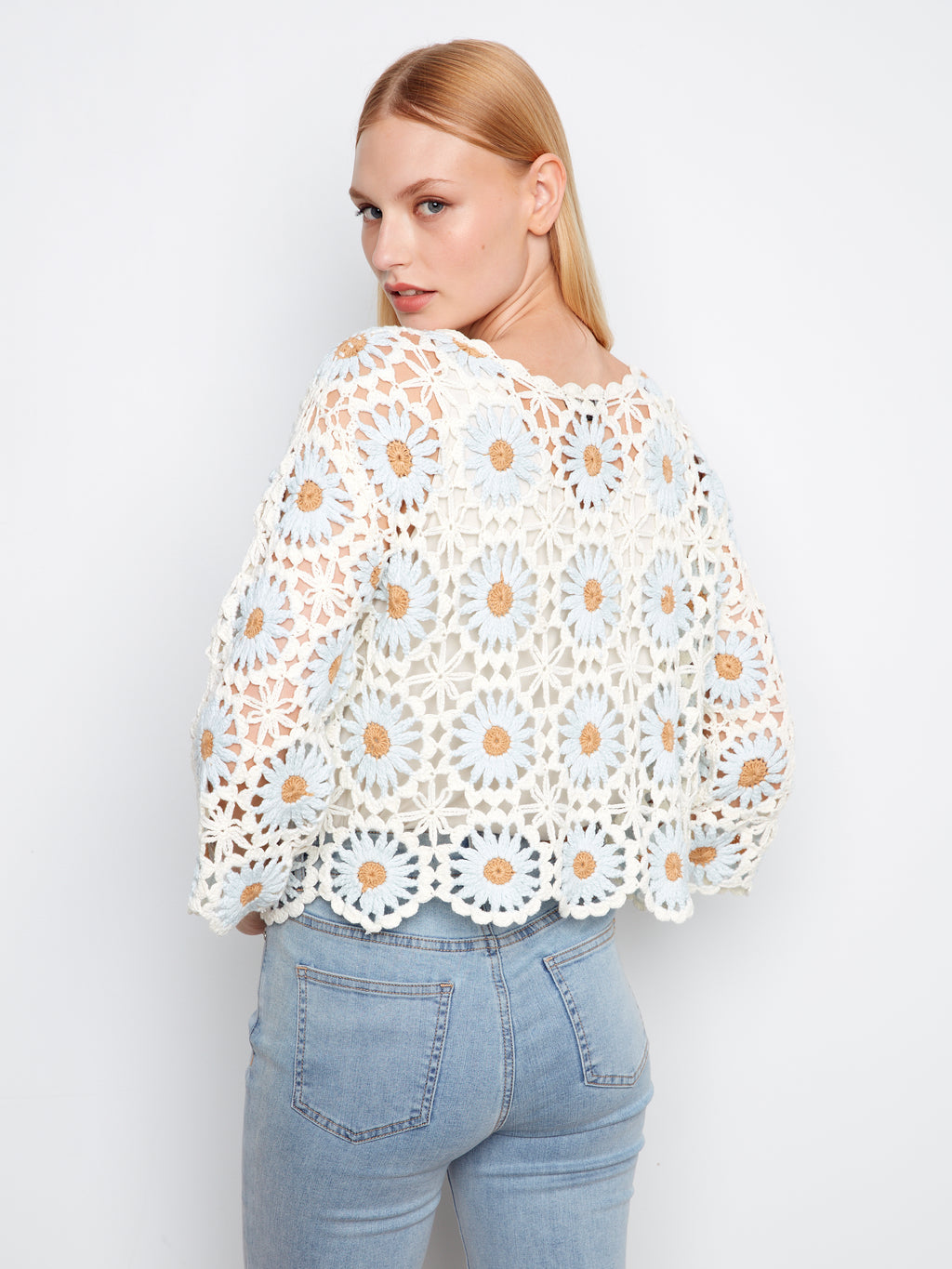 Charlie B. Flower Crochet Sweater