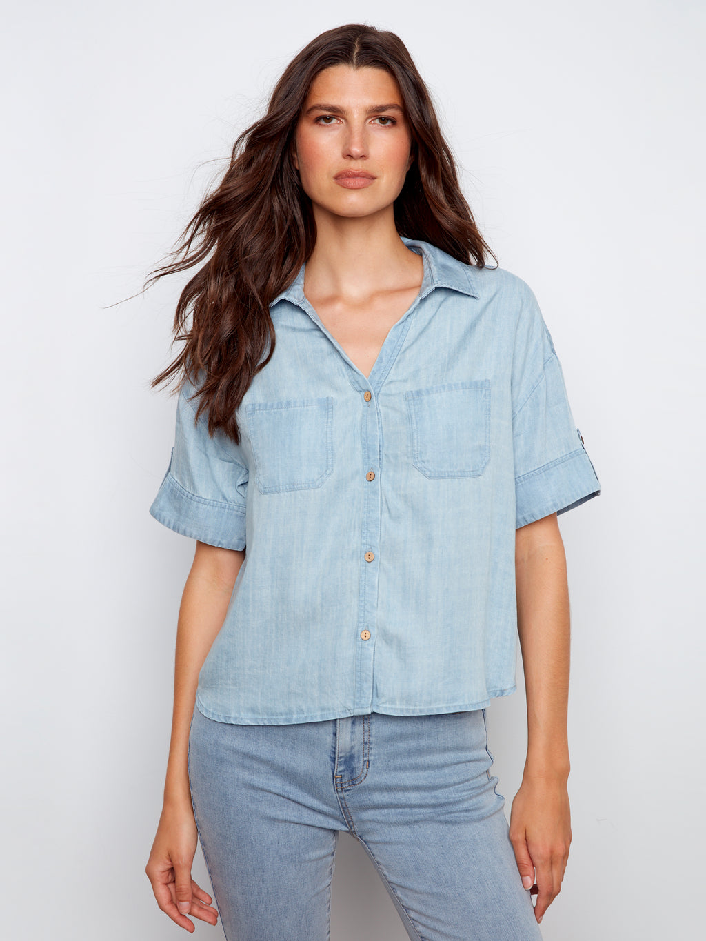 Charlie B. Button Front Blouse