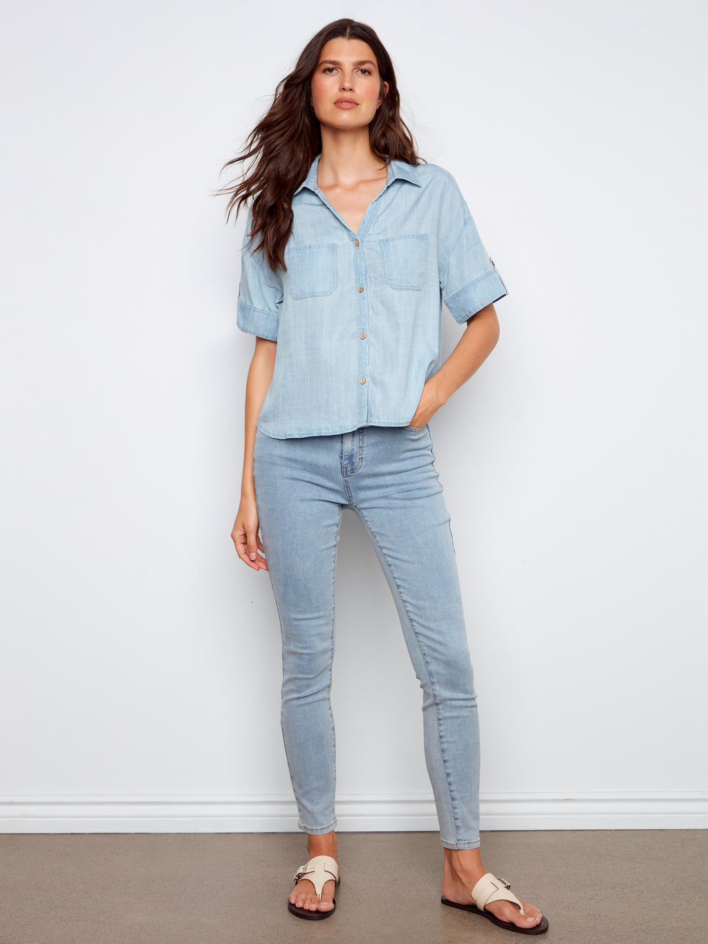 Charlie B. Button Front Blouse