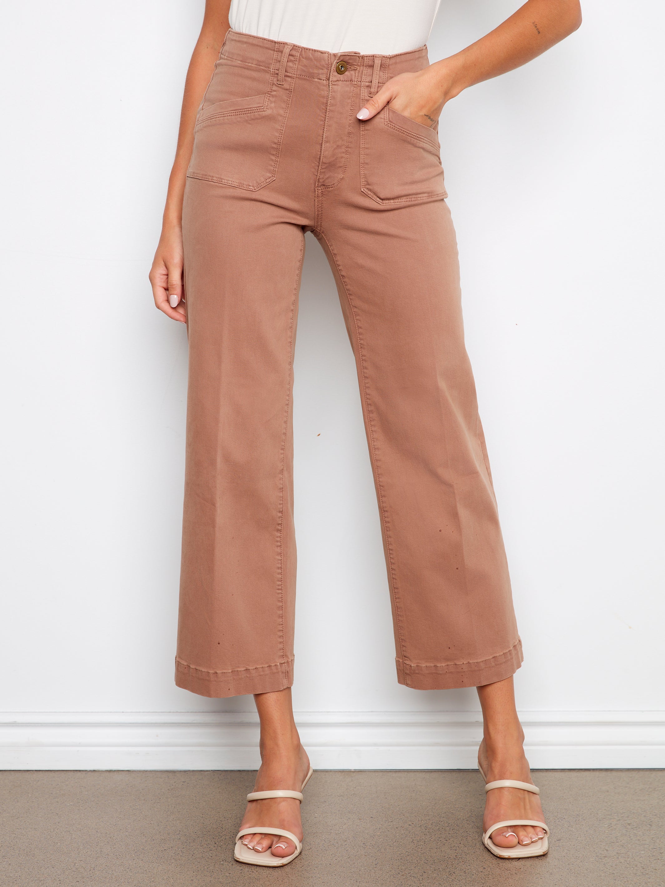 Charlie B. Wide Leg Twill Pants