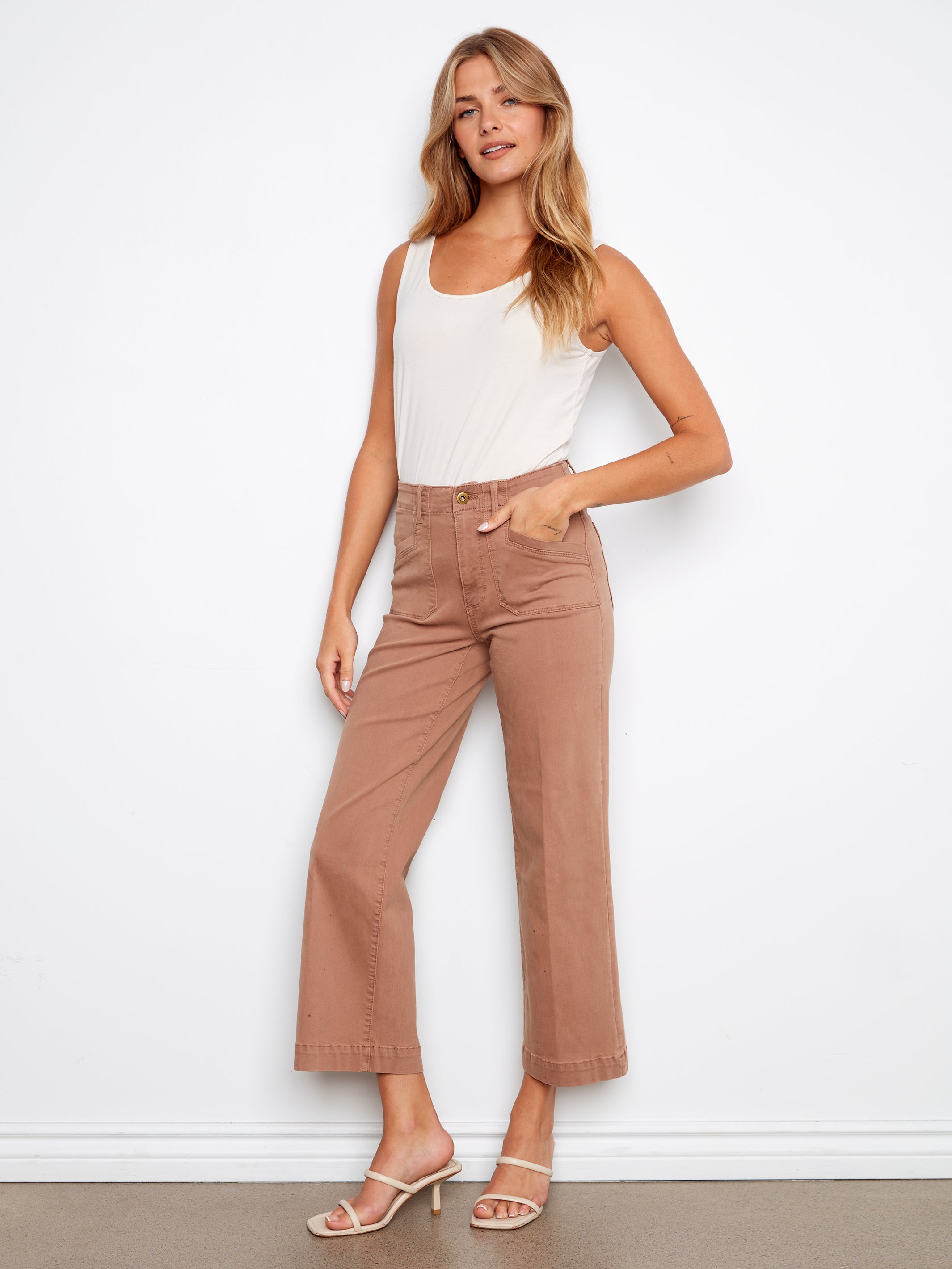 Charlie B. Wide Leg Twill Pants