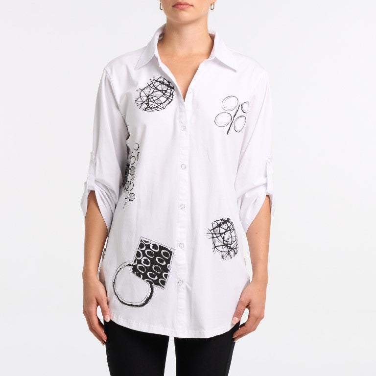 Chemisier boutonné Moffi - Disponible en noir et blanc